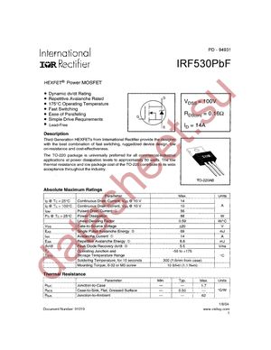 IRF530PBF datasheet  